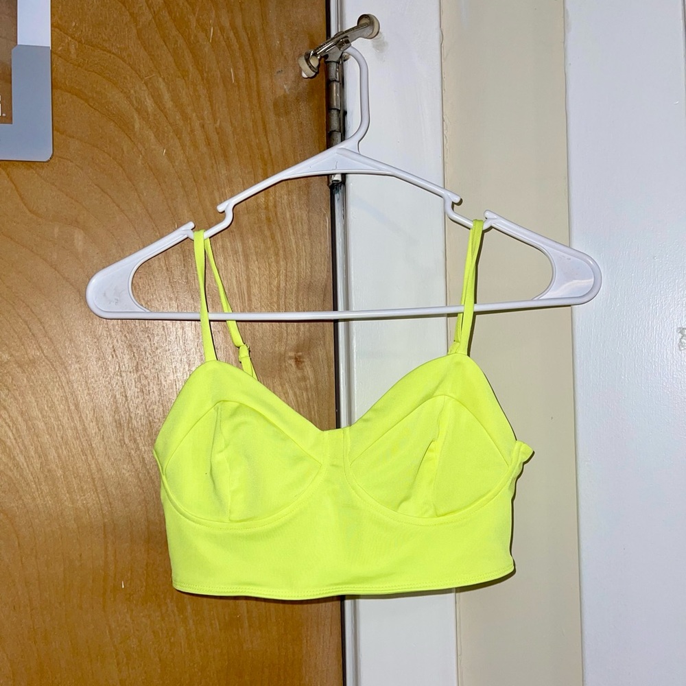 Neon Yellow Forever 21 Bra Tank Zip-Up